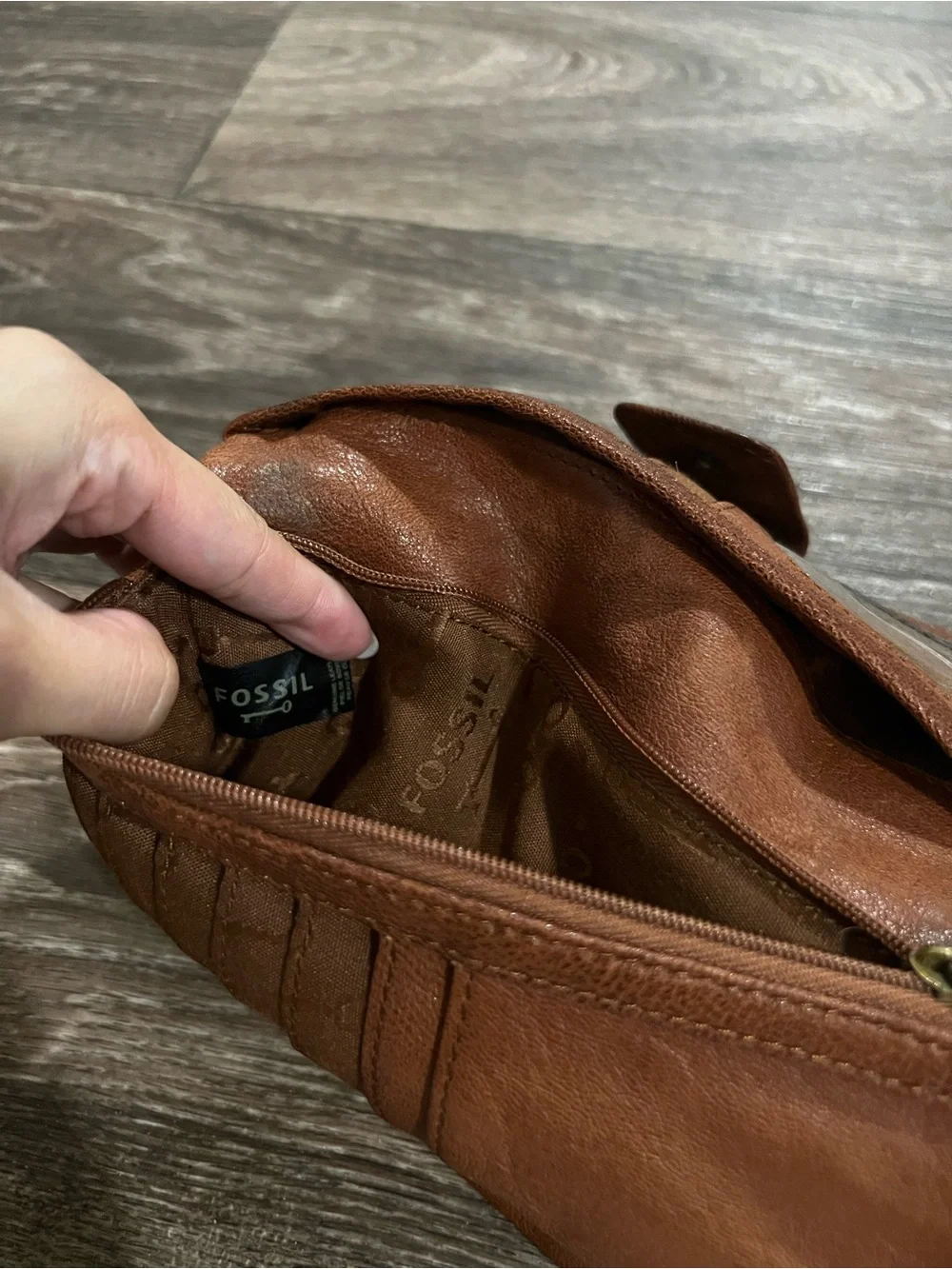 Fossil Emory Espresso Brown Vintage Leather Zip Wallet Clutch